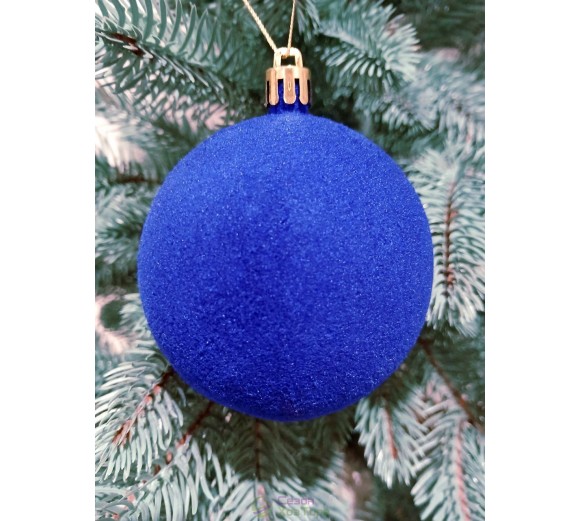 Новорічна куля "Оксамит" Ø80мм синя, ціна за набір 4шт